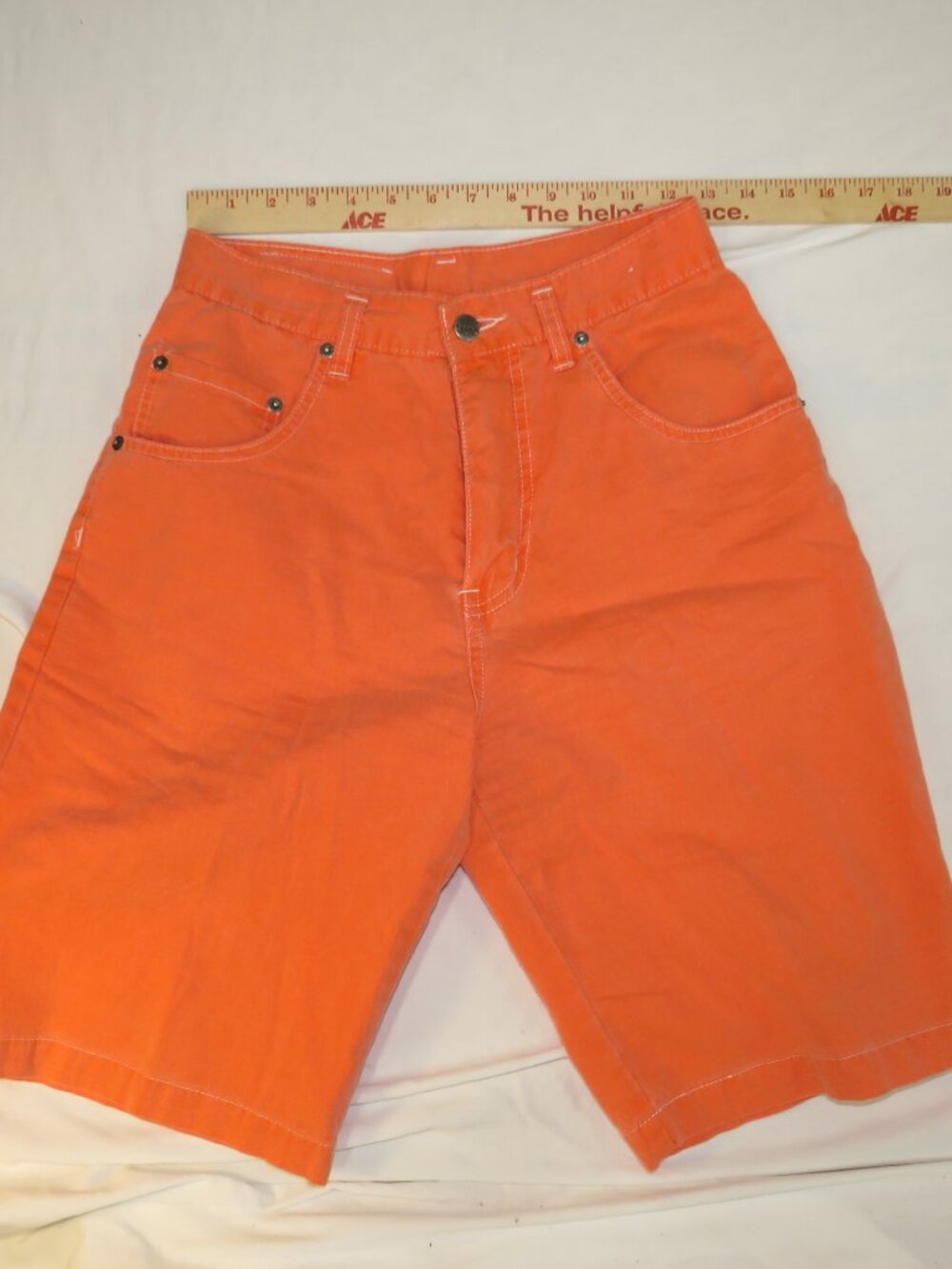 Vintage 90s Pepe Jeans Orange Denim Shorts | Y2K High Waisted Cutoffs | Grunge